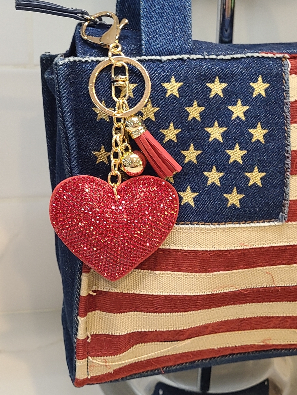 Pink, Red, or Black Heart Crystal Purse Charm Keychain Rhinestones Bling ✨️❤️🩷 - Picture 10 of 13
